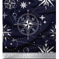 thumbnail image 1 of Soimoi Blue Velvet Fabric Direction Compass Nautical Fabric Prints By Yard 58 Inch Wide, 1 of 5