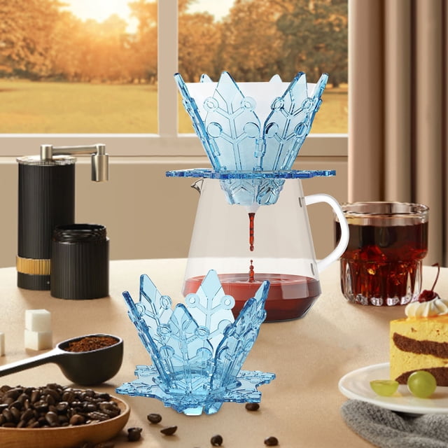 LSLJS Coffee Dripper 1-2 Cups Resin Pour Over Coffee Maker Reusable Coffee Filter Cup Slow Brewing Accessories for Home-Cafe-Travel-Camping Transparent Snowflake Products