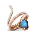 thumbnail image 2 of 7MM Heart Shape Wrap Bypass Ring Natural Labradorite 925 Silver Rose Vermeil Women Rings, 2 of 4