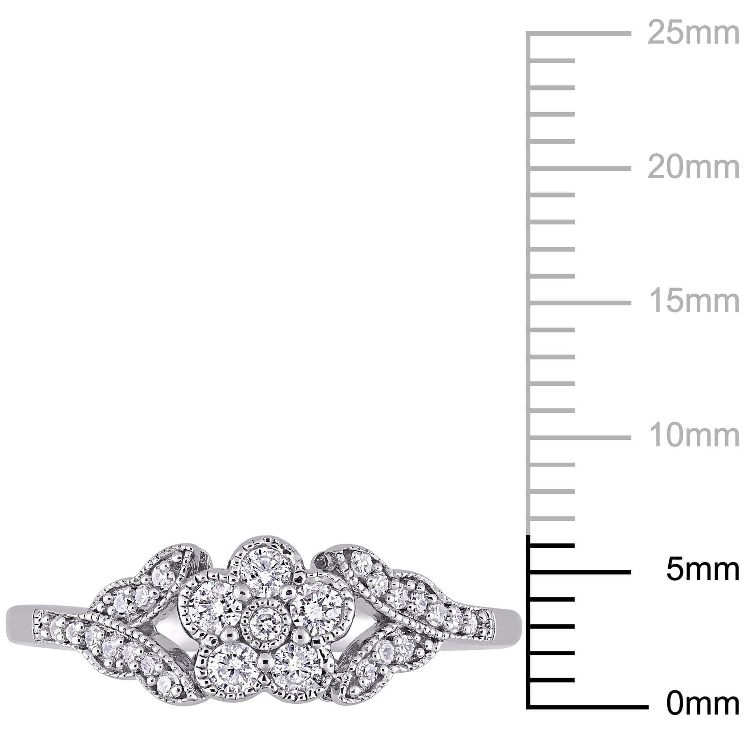 Miabella 1/4 Carat T.W. Diamond Sterling Silver Flower Promise Ring