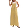 thumbnail image 1 of B91xZ Combinaisons pour Femmes Décontractées Bretelles Réglables Sans Manches Amples avec Poches Tenue 2024, Jaune L, 1 of 5
