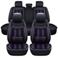 thumbnail image 1 of Maidao Car Seat Covers Leather for Lexus for LS 2018-Present 5 Seats Water Resistant Front Rear Cushion Protector Beige and Purple, 1 of 6