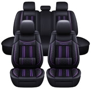Maidao Car Seat Covers Leather for SEAT for Exeo 2008-2013 5 Seats Water Resistant Front Rear Cushion Protector Beige and Purple