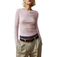 thumbnail image 1 of Faithtur Femmes T-shirt à Manches Longues Col Rond Solid/Stripes Slim Fit Ladies Fall Tops Streetwear, 1 of 5