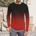 thumbnail image 2 of Ketyyh-chn99 Men T Shirt Fall Clothes Mens Simple Gradient Color Color Matching T Shirt With Long Sleeves And Round Neck Top Red,XL, 2 of 4