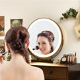 thumbnail image 3 of Giantex Makeup Vanity Set w/Lighted Mirror, Modern Dressing Table w/Storage Cabinet, Adjustable Brightness & Touch Screen for Bedroom, Walnut, 3 of 10