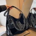 thumbnail image 1 of LNGOOR Stylish Patent Leather Tote Bag Solid Color Large Capacity Shoulder Bag Bucket Bags Underarm Bag For Daily Use, 1 of 7