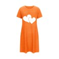 thumbnail image 5 of Pyjama pour Femmes Nuisette pour Femmes à Manches Courtes Vêtement de Nuit Confortable Chemises de Nuit Imprimées Col Ras du Cou T-Shirt de Nuit Robe de Sommeil Douce Coupe Ample Robe de Pyjama Orange TG, 5 of 5