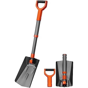 39" Folding Snow Shovel for Car, Extendable Snow Shovel with Thickened Aluminum Handle and Reinforced Iron Hinge, Portable and Multifunctional for Cars, Snowmobiles, Camping and Mud, Grey Gray Gray