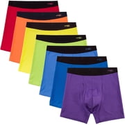 INNERSY Men's Boxer Briefs Cotton Stretchy Underwear 7 Pack for a Week(Rainbow Colors, Large)