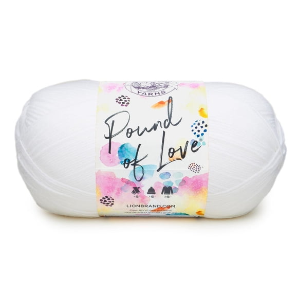 Lion Brand Pound of Love® Yarn White Yarn #4 Medium/Worsted Acrylic Yarn, 454g/ 932m, 1CT