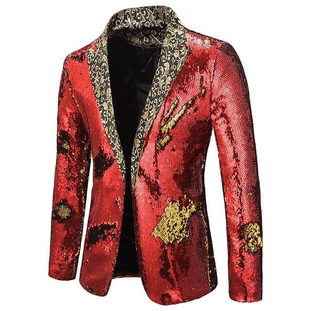 Birdeem Veste de Complet Décontractée pour Homme, Automne et Hiver, Mode, Personnalité, Paillettes