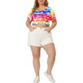 thumbnail image 2 of GRACE & GRANDEUR Women's Plus T-Shirts Round Neck Multi Color Dye Casual Tops 3X Multi-color, 2 of 6