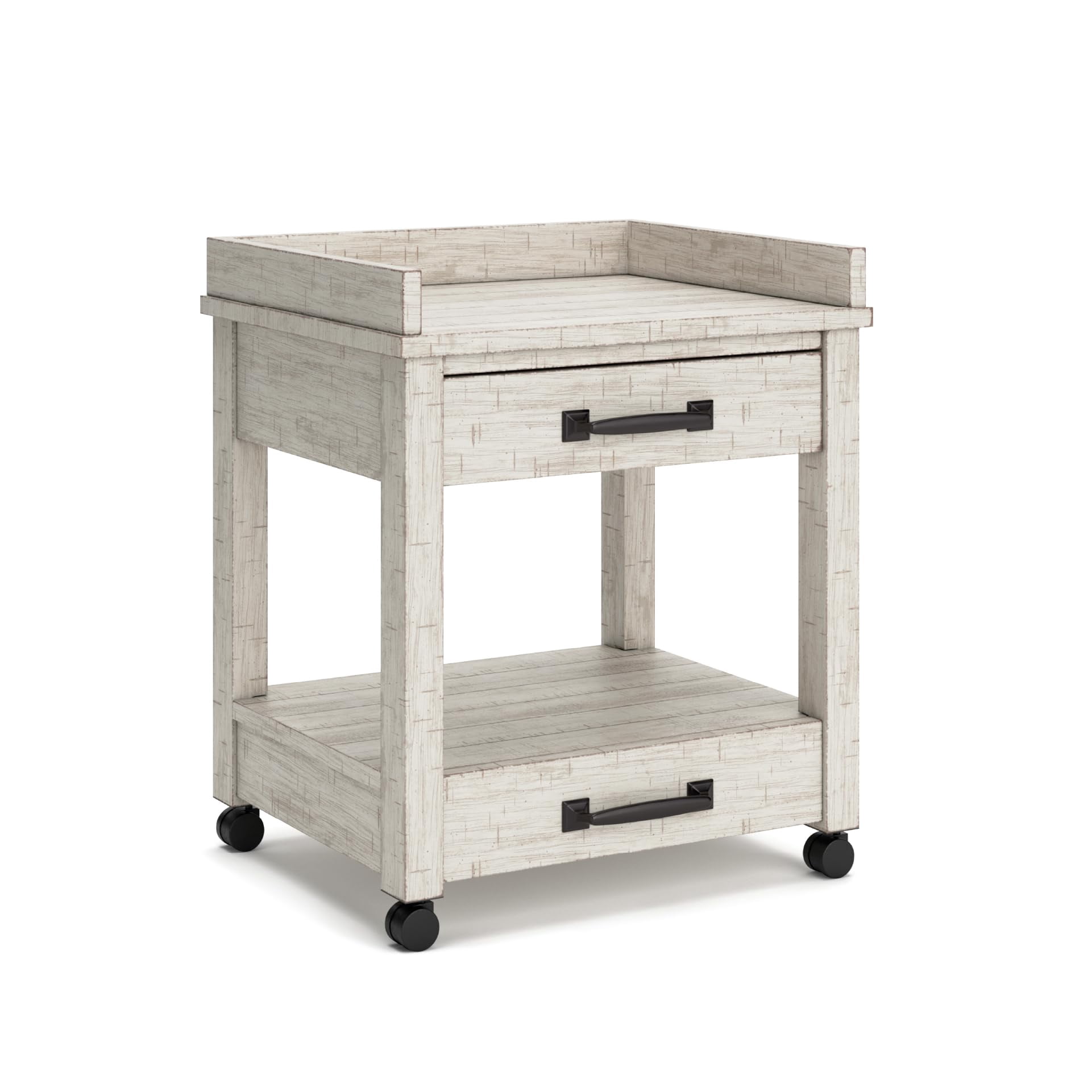 Ashley Furniture Carynhurst 2 Drawer Mobile Printer Stand in Whitewash