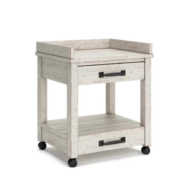 Ashley Furniture Carynhurst 2 Drawer Mobile Printer Stand in Whitewash