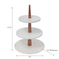 thumbnail image 2 of White 3 Tier Marble Cake Stand With Wood Pipe, 2 of 3