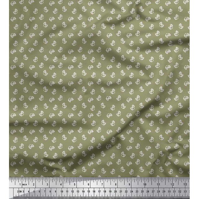 Soimoi Rayon Fabric Anchor Hook Nautical Decor Fabric Printed Yard 56 Inch Wide