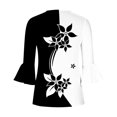 thumbnail image 5 of Femmes Tops Top Floral Impression V-Cou à Manches Courtes T-Shirt Beige L, 5 of 5