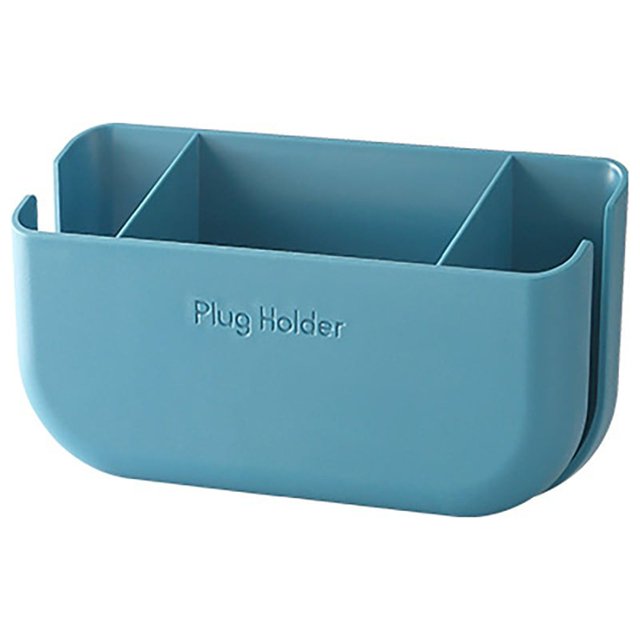 Oleegame 1PC Spoon And Lid Rest Wall Mounted Storage Box With Hook Mobile Phone Holder Mobile Phone Charging Station Remote Control Storage Box Self Adhesive Double Sided Tape Fixed Position Blue