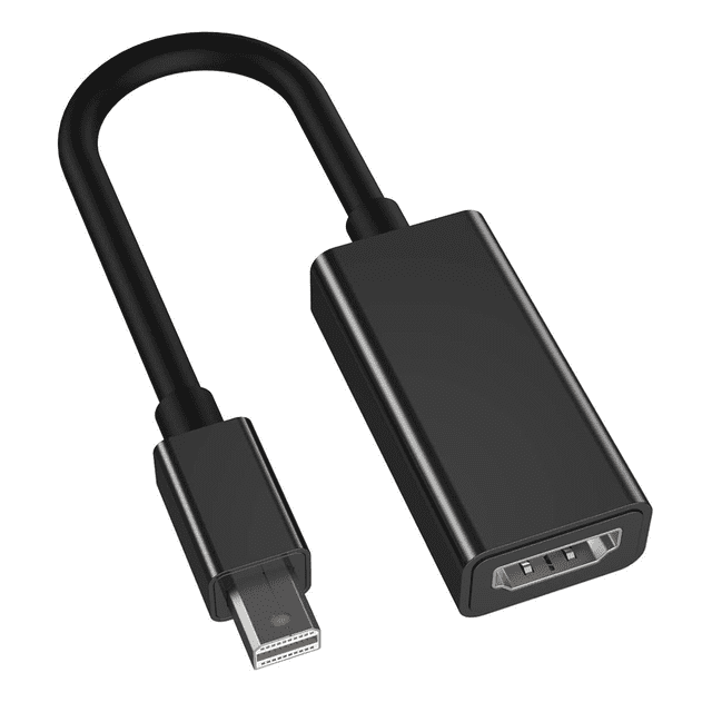 Mini Adaptateur Convertisseur DP vers HDMI par LEINING, Montré en Noir avec une Longueur de Câble de 15 cm. Conçu pour Connecter des Appareils Mini DisplayPort comme MacBook Air/Pro, Microsoft Surface Pro 3/4 et des Écrans Mac Mini Compatibles HDMI comme des Moniteurs, des Projecteurs et des HDTV. Comprend des Connecteurs Plaqués or pour la Durabilité et Prend en Charge des Résolutions jusqu'à 1080p Full HD. Idéal pour la Mise en Miroir Ou l'Extension d'Écrans à la Maison, au Bureau Ou à l'École.