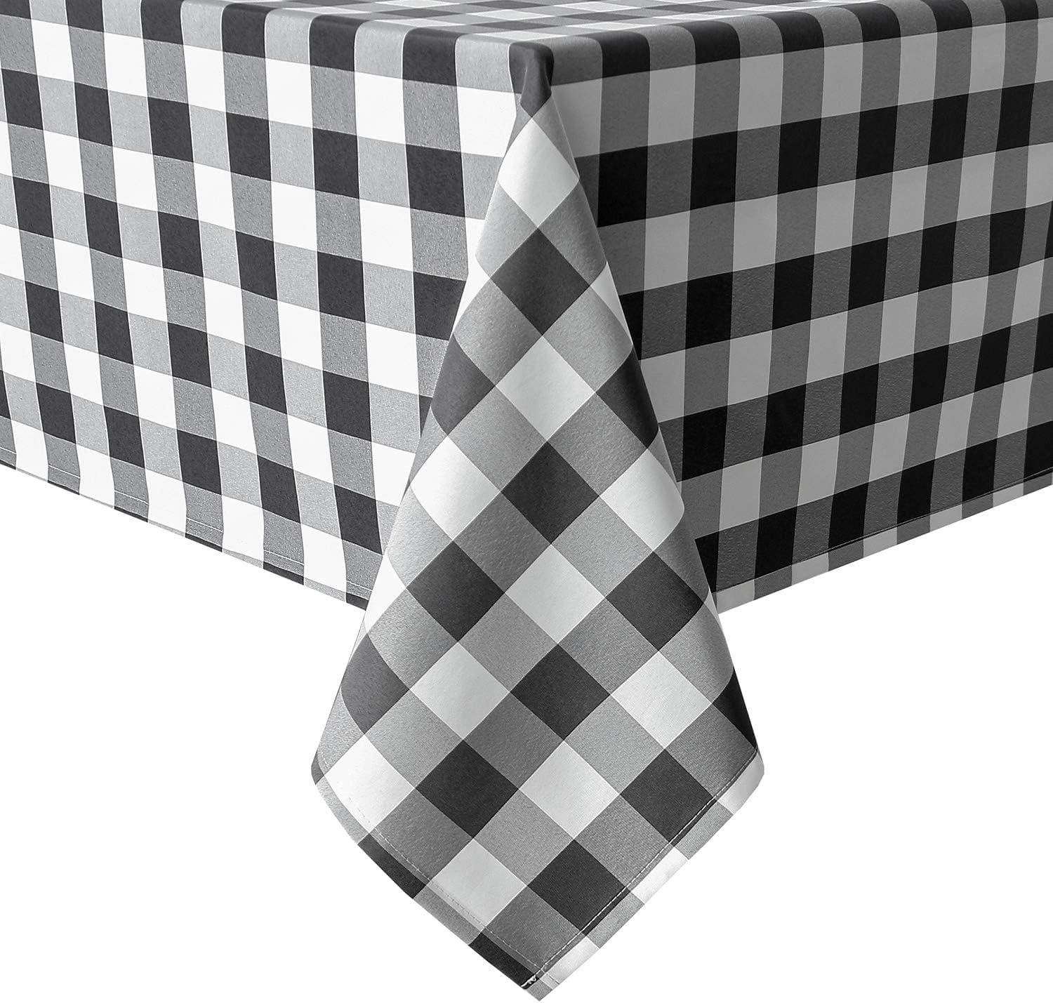 60 x 120 Inch Checkered Tablecloth Rectangle - Stain Resistant, Spillproof and Washable Gingham Table Cloth for Outdoor Picnic, Kitchen and Holiday Dinner, Black and White