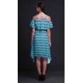 thumbnail image 3 of Bimba Robe à Volants Imprimée Géométrique Bleue pour Femmes Épaules Dénudées - Moyen, 3 of 6