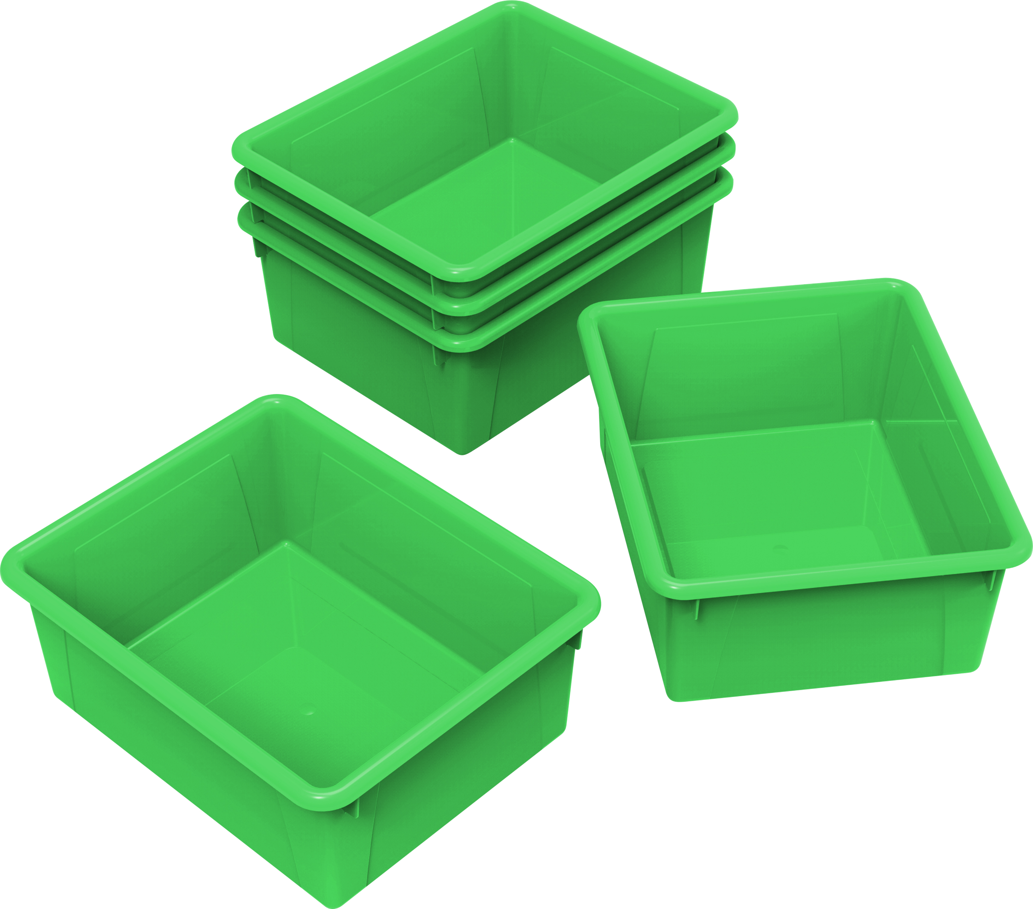 Storex Plateau de Rangement Profond, Format Lettre, 10 x 13 x 5 Pouces, Vert, Lot de 5