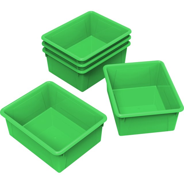 Storex Plateau de Rangement Profond, Format Lettre, 10 x 13 x 5 Pouces, Vert, Lot de 5