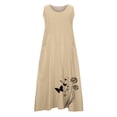 thumbnail image 5 of TIMIFIS Robes de Printemps pour Femmes Coton Lin Sans Manches Longue Robe Grande Taille Débardeur Maxi Robes Soleil avec Poches Été Plage Vacances, 5 of 5