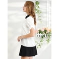 thumbnail image 4 of INSPIRE CHIC Hauts à Manches Courtes Bouffantes à Col Peter Pan pour Femmes Blanc P, 4 of 6