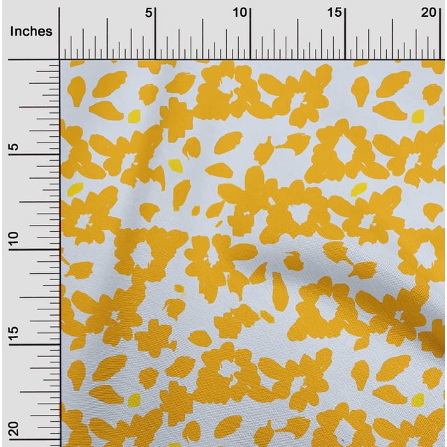 oneOone Polyester Lycra Mustard Yellow Fabric Florals Sewing Material Print Fabric By The Yard 56 Inch Wide