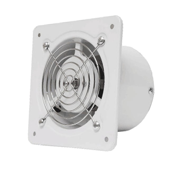 4 inch exhaust fan with square panel design, featuring a durable iron casing and spray finish. The ventilation fan includes a protective metal grille and is suitable for through-wall installation. Ideal for ventilation in bathrooms, kitchens, offices, and other spaces. Powered by a 20W pure copper motor with a noise level of 40db and an air volume of 200m3/h, this blower ensures efficient airflow.