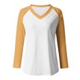thumbnail image 4 of EQWLJWE Fall Raglan Sleeve Tunic Tops Womens Plus Size Color Block V Neck Raglan Long Sleeve Shirts Casual Fall Sweatshirts Holiday Raglan Sleeve Tops, 4 of 4
