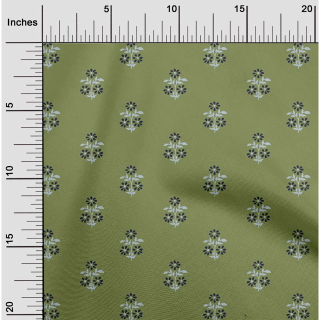 oneOone Coton Bio Voile Feuilles & Motif Floral Imprimé BTY 42 Pouces de Large
