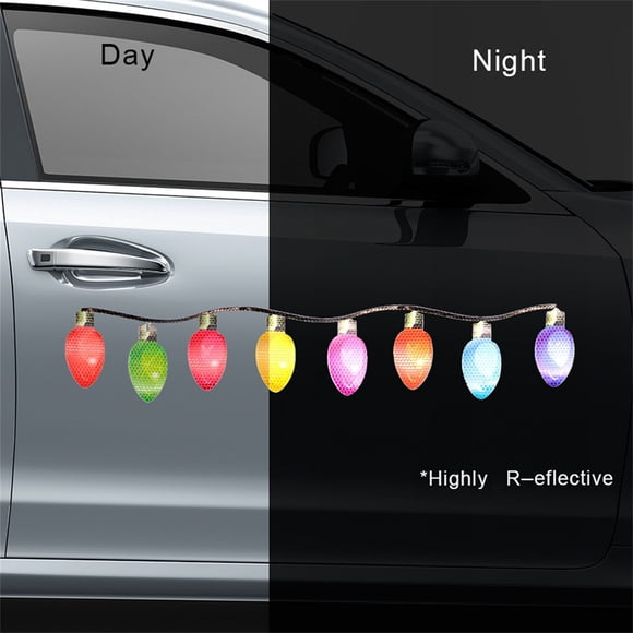 Reflective Bulb Magnet Decorations 8-Pack 3 Ropes Reflective Film Magnetic Back for Automobile Holiday Metal Surfaces