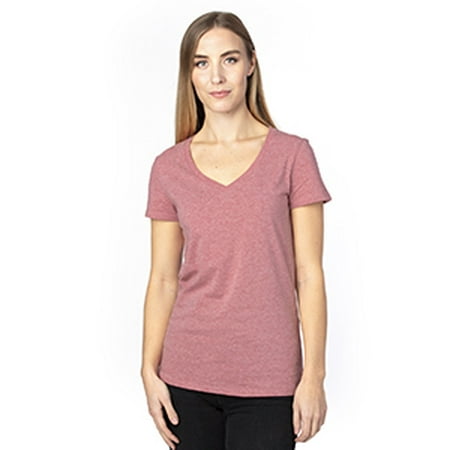 Ladies' Ultimate Short-Sleeve V-Neck T-Shirt - MAROON HEATHER - L