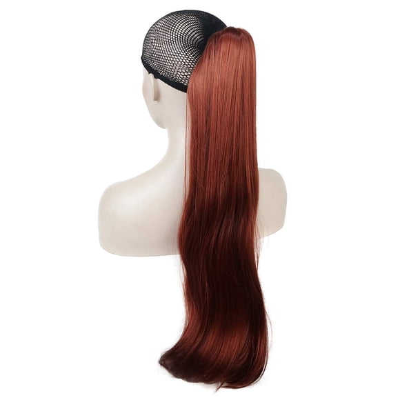 Lydell 24"" Long Straight Styled Clip In Claw Ponytail Hairpiece Synthetic Hair Extension with a jaw/claw clip (130 Fox Red)