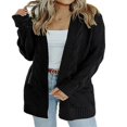 thumbnail image 3 of Women Cable Knitted Cardigan Outwear Solid Color Long Sleeve Open Front Sweater Jacket with Pockets, 3 of 6