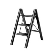 Amdohai 3 Step Folding Step Stool with Anti-slip Wide Pedal 330lbs Aluminum Alloy Multifunction Step Ladder Storage Shelf Flower Pot Stand