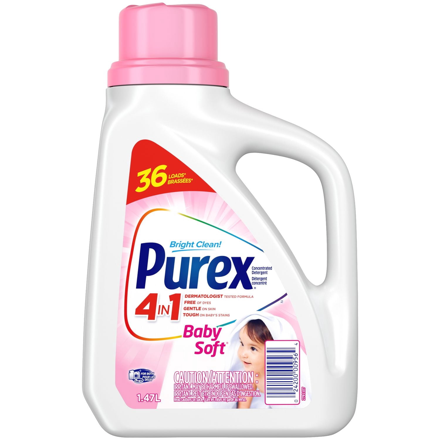 Purex 4 in 1 Hypoallergenic Concentrated Liquid Laundry Detergent, Baby Soft, 1.47 Litres, 36 loads