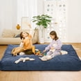thumbnail image 2 of Bean Bag Chair, Giant Bean Bag Bed for Adults, Convertible Bean Bag Chair Bed from Beanbag to Floor Mattress, Foam Filled Large Couch Sofa Bed with Corduroy Cover, Navy, 2 of 8