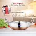 thumbnail image 2 of Silver Stainless Steel Kadhai With Copper Bottom - Pot Pans For Frying - Cookware Premium Heavy Gauge Steel Kadhai 1000ml, 2 of 5