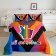 thumbnail image 1 of YST Pride Bedding Full, People Celebrating International Day for Lgbt Community Comforter Set Colorful Rainbow Striped Bed Comforter, All Are Welcome Victory for Love 3 Piece Bed Set, 1 of 1