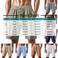 thumbnail image 3 of WAENQINLA Beach Linen Shorts for Men Casual Knee Length Button Lounge Short Summer Lightweight Elastic Waist Drawstring Shorts with Pockets Gray Shorts,Size S-3XL, 3 of 9