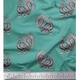 thumbnail image 1 of Soimoi Georgette Viscose Fabric Peacock Block Print Sewing Fabric Yard 42 Inch Wide, 1 of 1