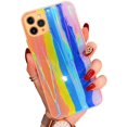 thumbnail image 1 of Compatible with iPhone Case,Bling Glitter Rainbow Pattern Hard PC Back Stripe Girls Woman Frosted Soft TPU Bumper Silicone Case for iPhone XR (Orange), 1 of 8