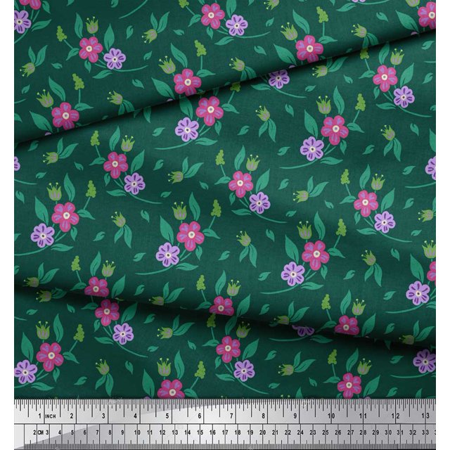 Soimoi Blue Modal Satin Fabric Diamond Geometric Print Sewing Fabric Yard 42 Inch Wide