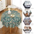 thumbnail image 2 of Vintage Floral Tablecloth Teal Original Design Table Cloth for Rectangle Tables Wipeable Polyester Fabric Table Cover Kitchen Dinning Decorations Washable, 60"", 2 of 6