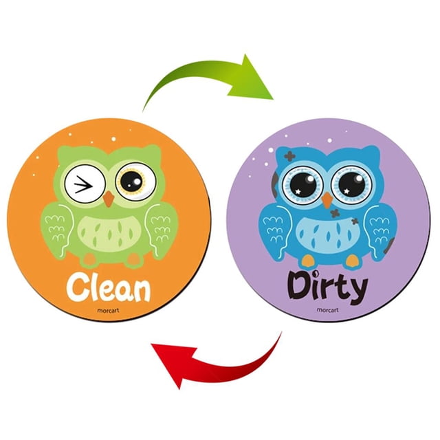 yingyy Dishwasher Clean Dirty Sign Indicator Universal Waterproof Magnetic Plate Double Sided Kitchen Dish Washer for Home Kitchen owl