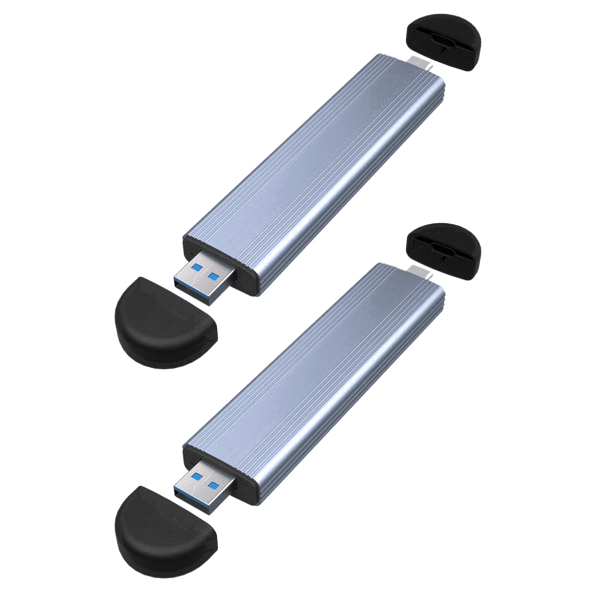 2X M.2 SSD Case M.2 to USB 3.1 Gen 2 10Gbps NVME SSD Case Dual Interface Inline SSD Case Supports NVME Protocol